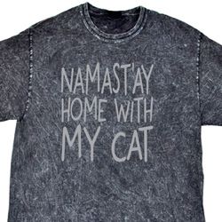 Yoga Namastay Home with My Cat Mineral Tie Dye Shirt