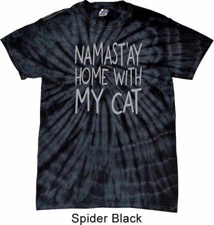 Yoga Namastay Home with My Cat Spider Tie Dye Shirt