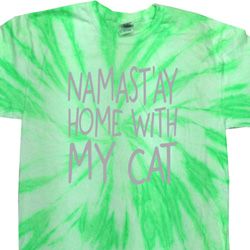 Yoga Namastay Home with My Cat Twist Tie Dye Shirt