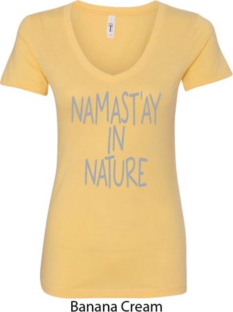 Yoga Namastay in Nature Ladies V-Neck Shirt