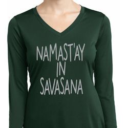 Yoga Namastay in Savasana Ladies Dry Wicking Long Sleeve Shirt