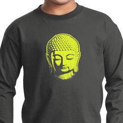 Yoga Neon Yellow Buddha Kids Long Sleeve Shirt