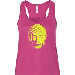 Yoga Neon Yellow Buddha Ladies Flowy Racerback Tanktop