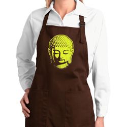 Yoga Neon Yellow Buddha Ladies Full Length Apron with Pockets