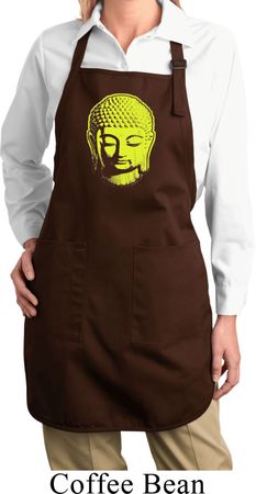 Yoga Neon Yellow Buddha Ladies Full Length Apron with Pockets
