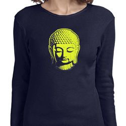 Yoga Neon Yellow Buddha Ladies Long Sleeve Shirt