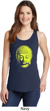 Yoga Neon Yellow Buddha Ladies Tank Top