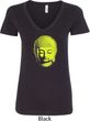 Yoga Neon Yellow Buddha Ladies V-Neck Shirt