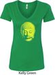 Yoga Neon Yellow Buddha Ladies V-Neck Shirt