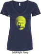 Yoga Neon Yellow Buddha Ladies V-Neck Shirt