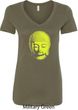 Yoga Neon Yellow Buddha Ladies V-Neck Shirt