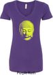 Yoga Neon Yellow Buddha Ladies V-Neck Shirt