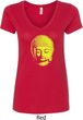 Yoga Neon Yellow Buddha Ladies V-Neck Shirt