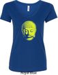 Yoga Neon Yellow Buddha Ladies V-Neck Shirt