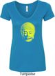 Yoga Neon Yellow Buddha Ladies V-Neck Shirt