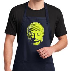 Yoga Neon Yellow Buddha Mens Full Length Apron with Pockets