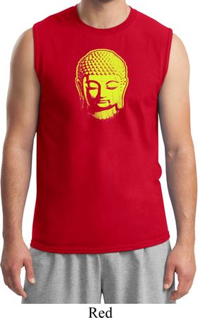 Yoga Neon Yellow Buddha Mens Muscle Shirt