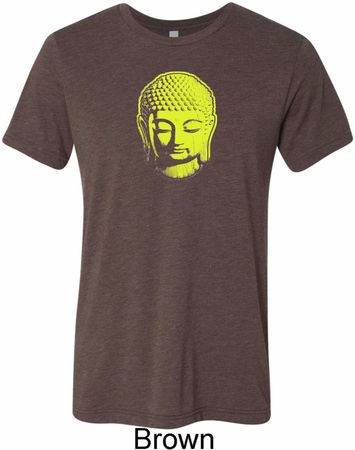 Yoga Neon Yellow Buddha Mens Tri Blend Crewneck Shirt