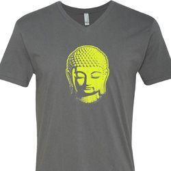 Yoga Neon Yellow Buddha Mens V-Neck Shirt
