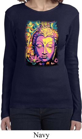 Yoga Psychedelic Buddha Ladies Long Sleeve Shirt