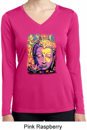 Yoga Psychedelic Buddha Ladies Moisture Wicking Long Sleeve Shirt
