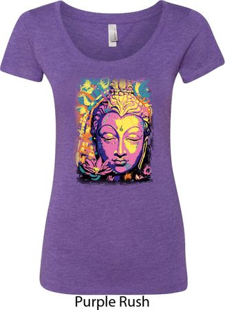 Yoga Psychedelic Buddha Ladies Scoop Neck Shirt