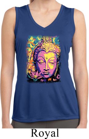 Yoga Psychedelic Buddha Ladies Sleeveless Moisture Wicking Shirt