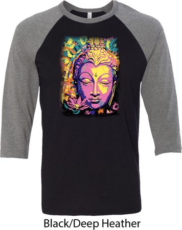 Yoga Psychedelic Buddha Mens Raglan Shirt