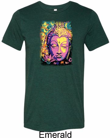 Yoga Psychedelic Buddha Mens Tri Blend Crewneck Shirt