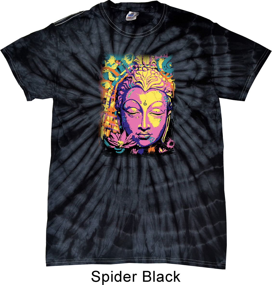 Yoga Clothing For You Men's Psychedelic Buddha Tie Dye T-Shirt | Hippie Style, 100% Cotton, Hand-Dyed