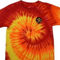 Yoga Shirt Gold AUM Patch Pocket Print Tie Dye Tee T-shirt