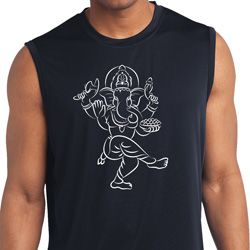 Yoga Sketch Ganesha White Print Dry Wicking Sleeveless Shirt Yoga Sketch Ganesha White Print Dry Wicking Sleeveless Shirt