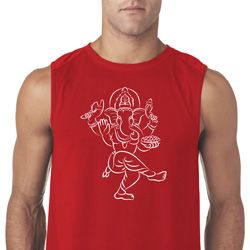 Yoga Sketch Ganesha White Print Sleeveless Shirt Yoga Sketch Ganesha White Print Sleeveless Shirt