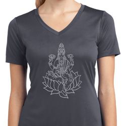 Yoga Tara Sketch Ladies Moisture Wicking V-neck Shirt Yoga Tara Sketch Ladies Moisture Wicking V-neck Shirt