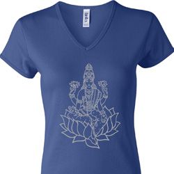 Yoga Tara Sketch Ladies V-neck Shirt Yoga Tara Sketch Ladies V-neck Shirt