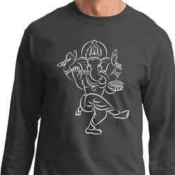 Yoga Tee Sketch Ganesha White Print Long Sleeve Yoga Tee Sketch Ganesha White Print Long Sleeve