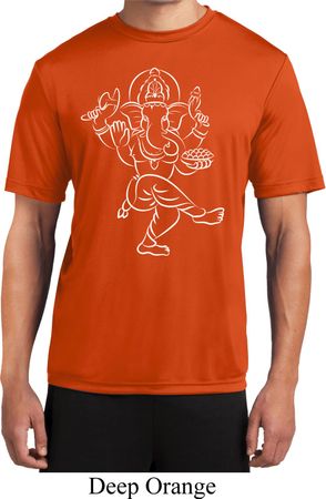 Yoga Tee Sketch Ganesha White Print Moisture Wicking T-shirt