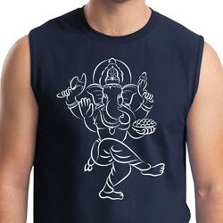 Yoga Tee Sketch Ganesha White Print Muscle Shirt Yoga Tee Sketch Ganesha White Print Muscle Shirt