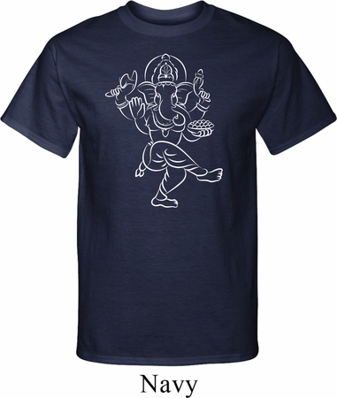 Yoga Tee Sketch Ganesha White Print Tall T-Shirt