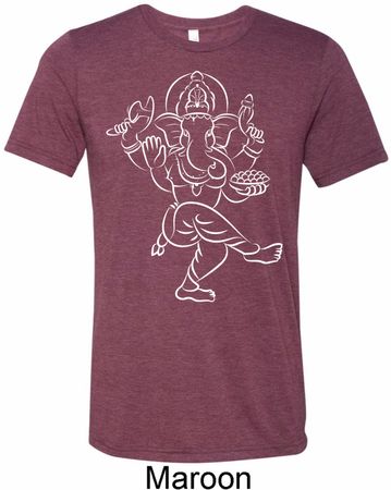 Yoga Tee Sketch Ganesha White Print Tri Blend Tee