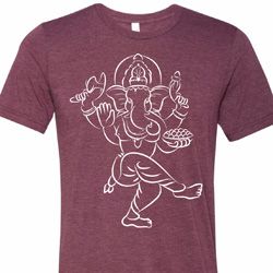 Yoga Tee Sketch Ganesha White Print Tri Blend Tee Yoga Tee Sketch Ganesha White Print Tri Blend Tee