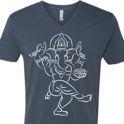 Yoga Tee Sketch Ganesha White Print V-neck Yoga Tee Sketch Ganesha White Print V-neck