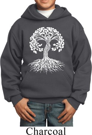 Yoga White Celtic Tree Kids Hoodie