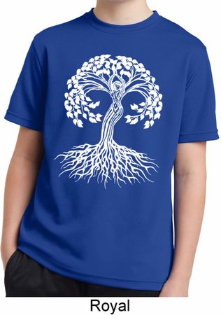 Yoga White Celtic Tree Kids Moisture Wicking Shirt