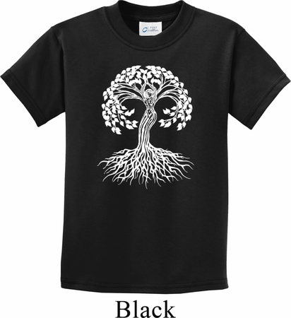 Yoga White Celtic Tree Kids Shirt