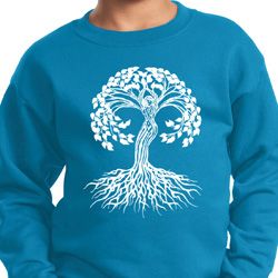 Yoga White Celtic Tree Kids Sweatshirt