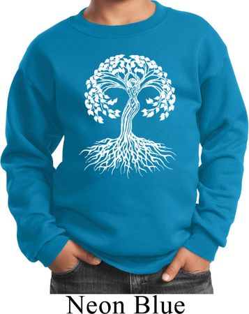 Yoga White Celtic Tree Kids Sweatshirt