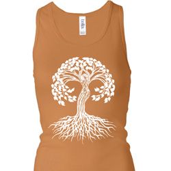 Yoga White Celtic Tree Ladies Longer Length Racerback Tank Top