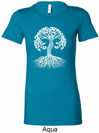 Yoga White Celtic Tree Ladies Longer Length Shirt