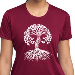 Yoga White Celtic Tree Ladies Moisture Wicking Shirt